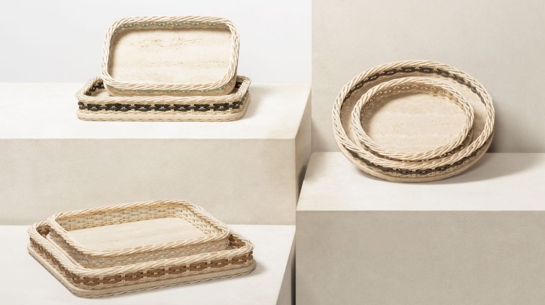 Orsay travertine trays by Pigment France