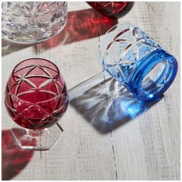 Cristallerie de Montbronn, Rome, Old fashion tumbler, azure
