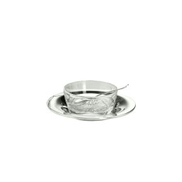 Schiavon, Essentia table accessories, silver plated, Round salt container with spoon