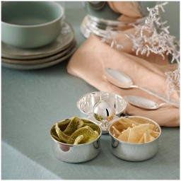 Schiavon, Essentia table accessories, silver plated, Three-section snack dish