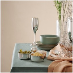 Schiavon, Essentia table accessories, silver plated, Three-section snack dish