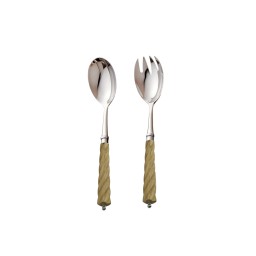 Alain Saint-Joanis, Mistral Olivewood, silver plated, Salad serving set