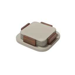 Poltrona Frau, Table accessories, Coaster holder with 6 coasters, grey