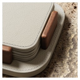 Poltrona Frau, Table accessories, Coaster holder with 6 coasters, grey