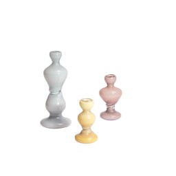 Helle Mardahl, Vases and candle holders, Candle holder set of 3, grey, purple, pale yellow