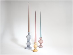 Helle Mardahl, Vases and candle holders, Candle holder set of 3, grey, purple, pale yellow