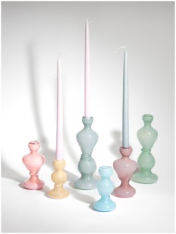 Helle Mardahl, Vases and candle holders, Candle holder set of 3, grey, purple, pale yellow