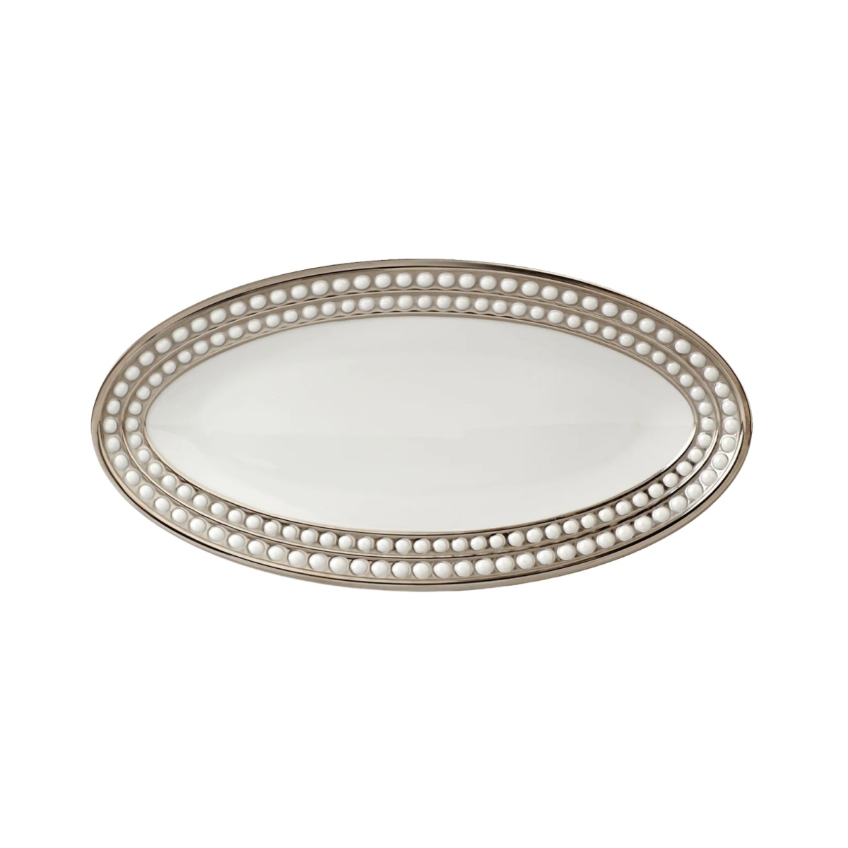 L'Objet, Perlée platinum, Oval platter, small