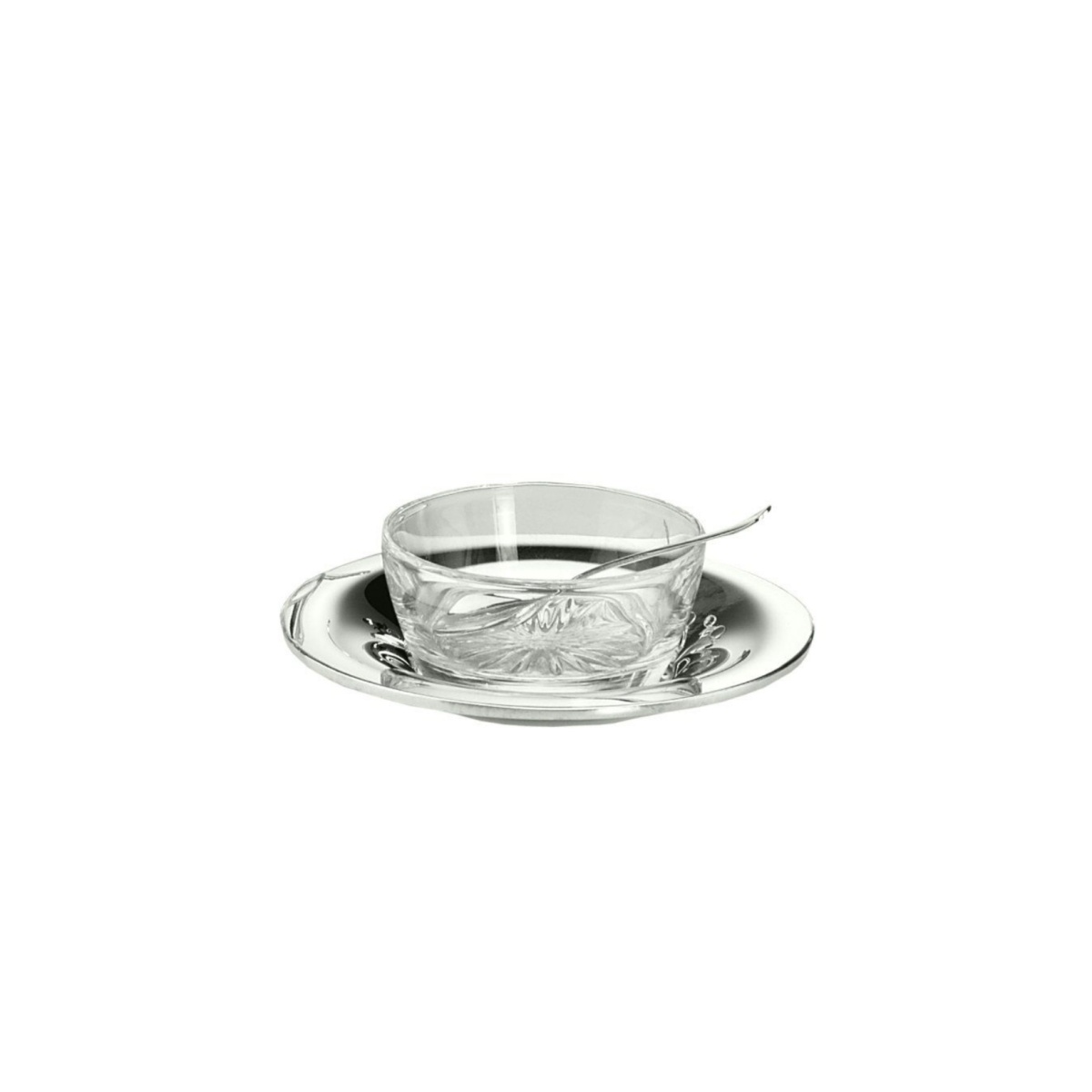 Schiavon, Essentia table accessories, silver plated, Round salt container with spoon